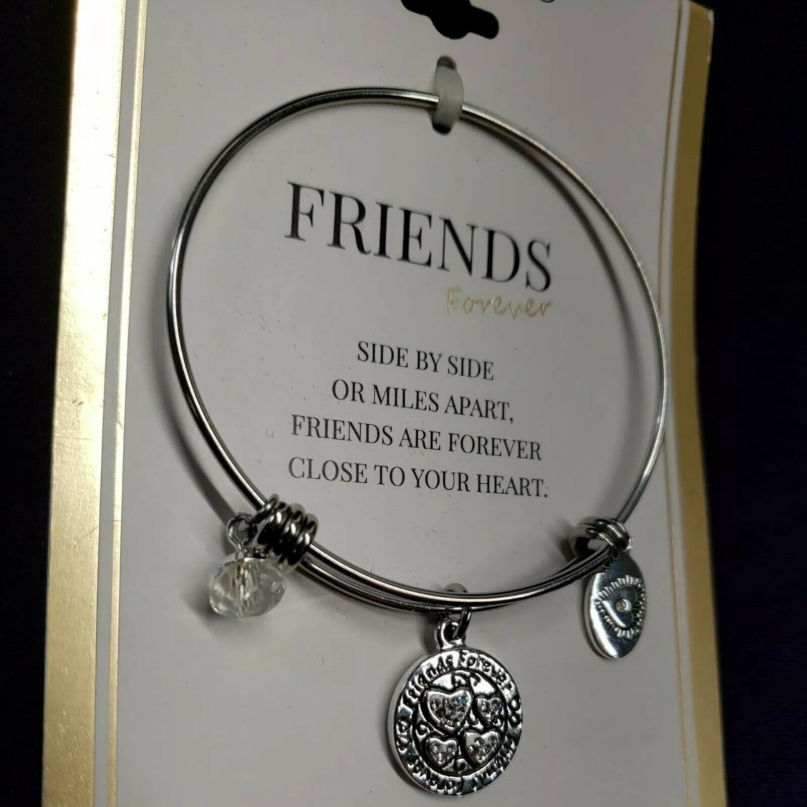 Footnotes Friends Forever Wire Bracelet One Size Adjustable In Silver Tone Nwt — image 4 of 8